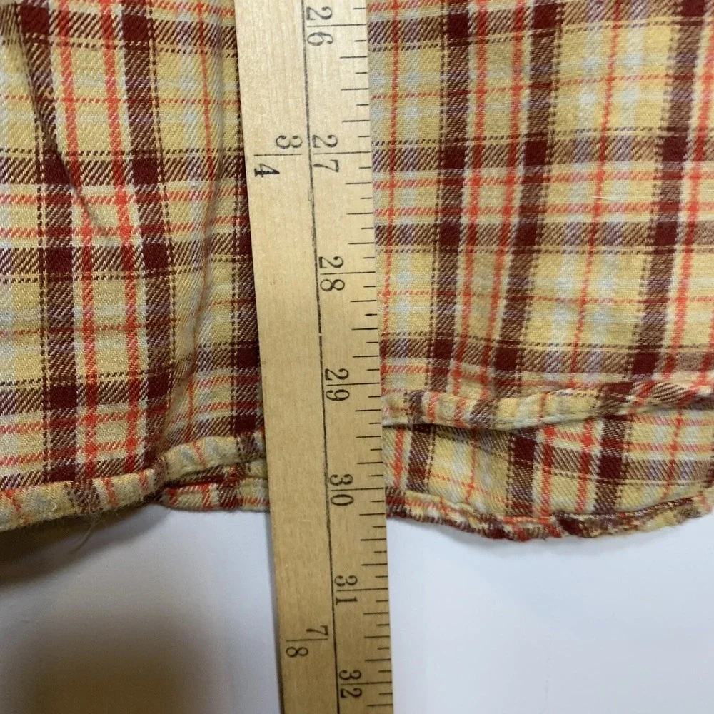 Levi Strauss Flannel Shirt Mens Large Plaid Western Pearl Snap Distressed Cotton